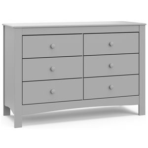 stork craft usa graco noah 6-drawer engineered wood double dresser in gray