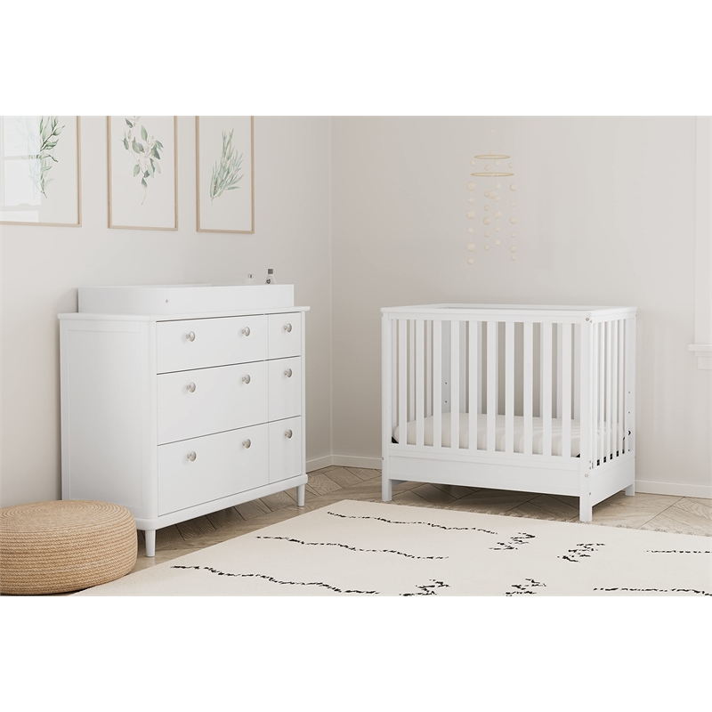 Stork Craft USA Motherly Timeless Wood 4-in-1 Convertible Mini Crib in White