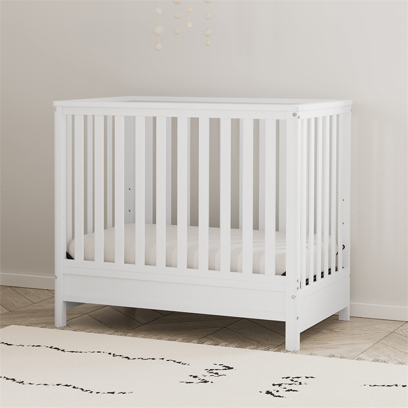 Stork Craft USA Motherly Timeless Wood 4-in-1 Convertible Mini Crib in White