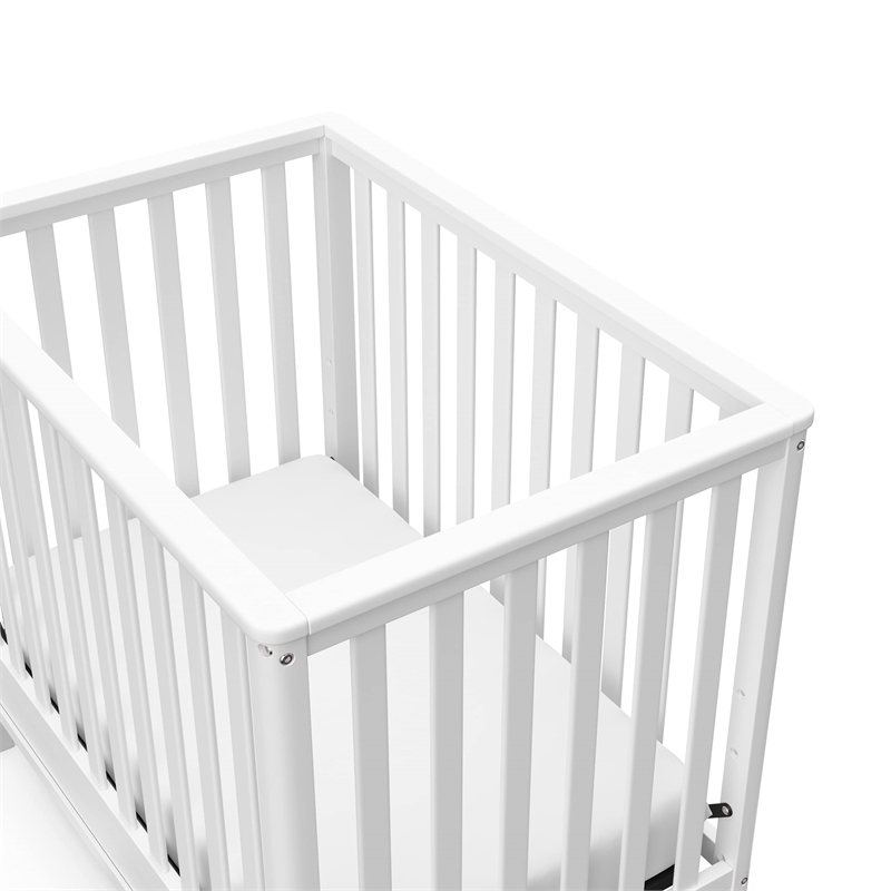 Stork Craft USA Motherly Timeless Wood 4-in-1 Convertible Mini Crib in White