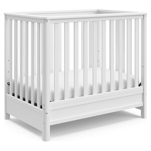stork craft usa motherly timeless wood 4-in-1 convertible mini crib in white