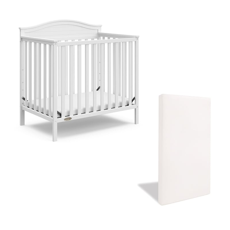 Stork Craft USA Graco Stella Wood 4-in-1 Convertible Mini Crib in White