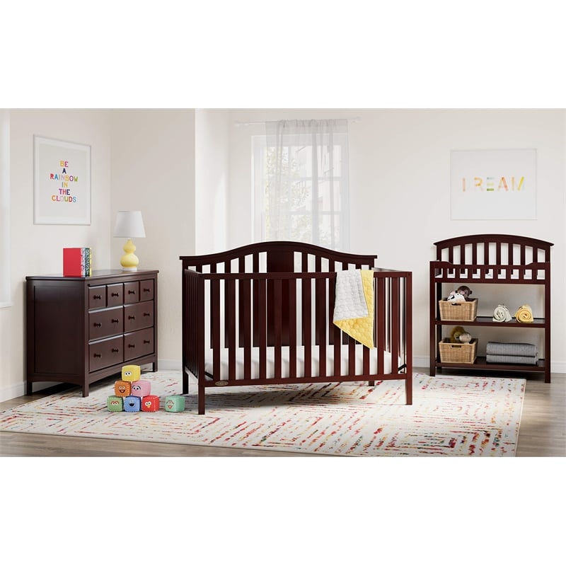 Stork Craft USA Graco Solano Wood 4-in-1 Convertible Crib in Espresso