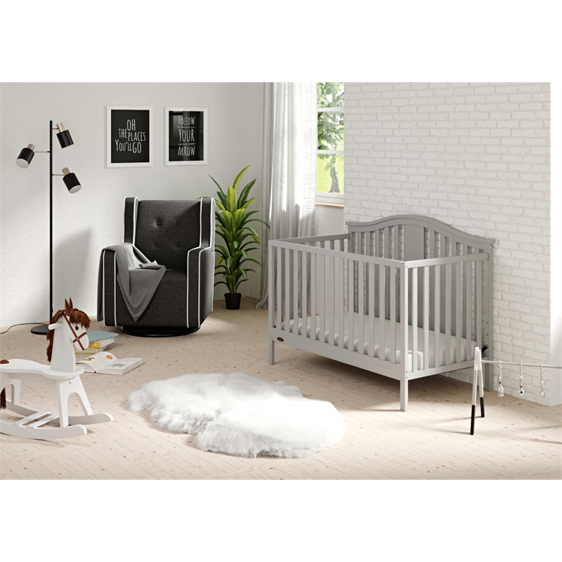Stork Craft USA Graco Solano Wood 4-in-1 Convertible Crib in Pebble Gray