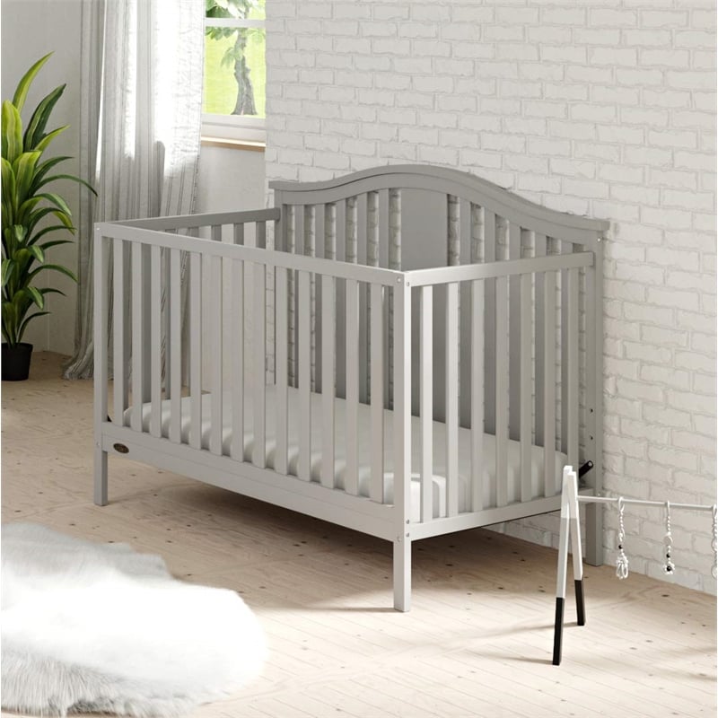 Stork Craft USA Graco Solano Wood 4-in-1 Convertible Crib in Pebble Gray
