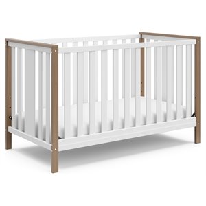 stork craft usa pacific wood 4-in-1 convertible crib in white/driftwood