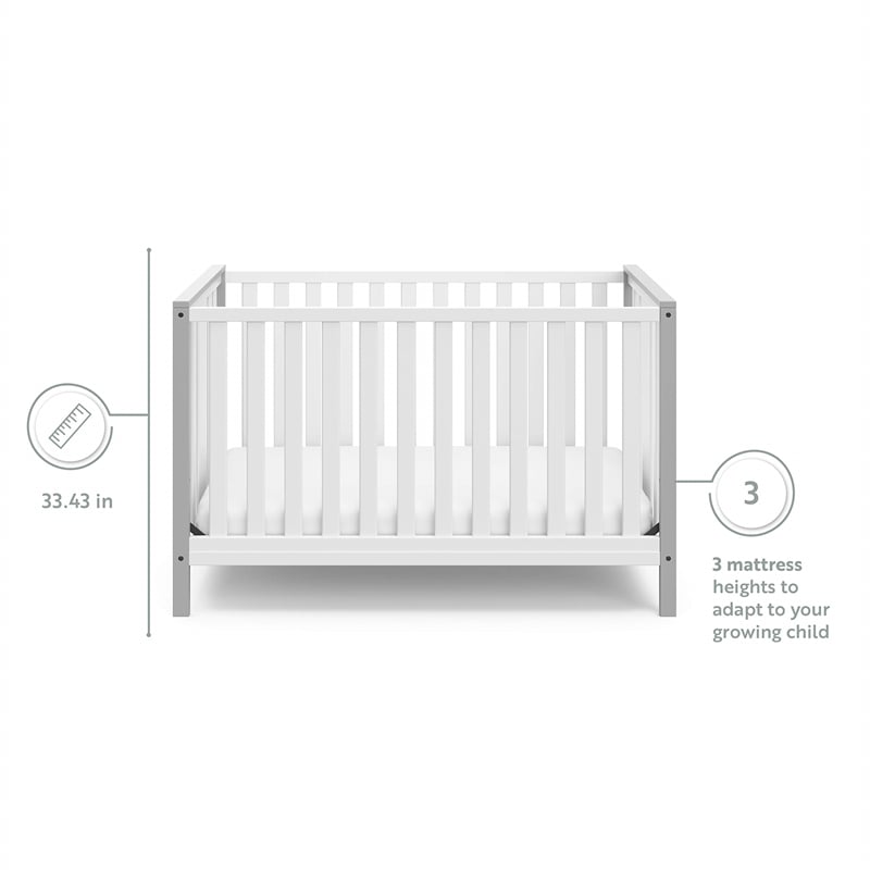 Stork Craft USA Pacific Wood 4-in-1 Convertible Crib in White/Pebble Gray