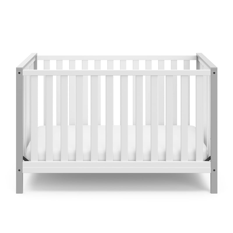 Stork Craft USA Pacific Wood 4-in-1 Convertible Crib in White/Pebble Gray