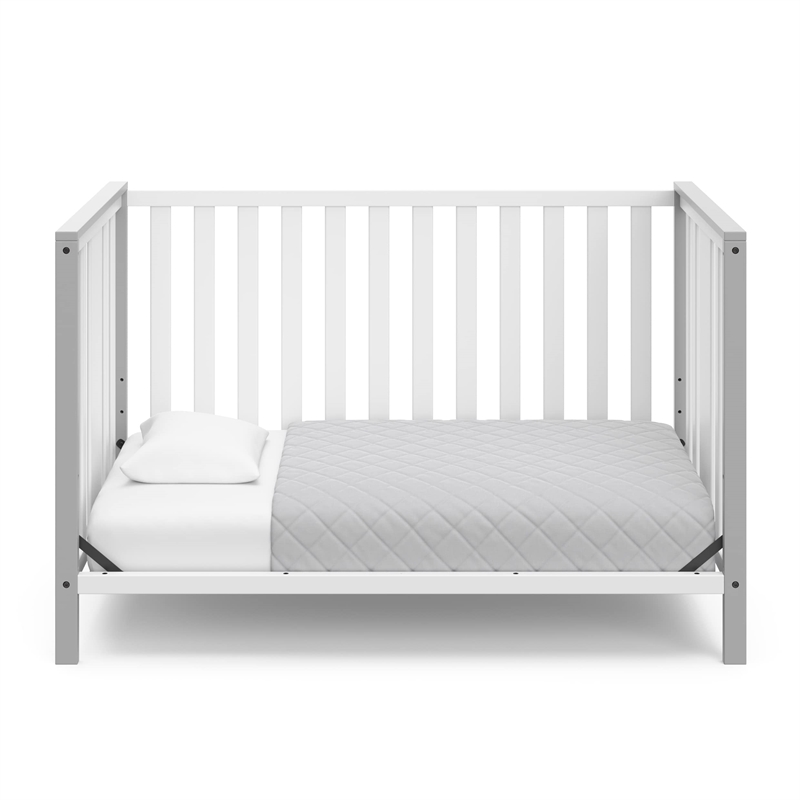 Stork Craft USA Pacific Wood 4-in-1 Convertible Crib in White/Pebble Gray