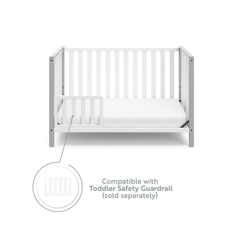 Stork Craft USA Pacific Wood 4-in-1 Convertible Crib in White/Pebble Gray