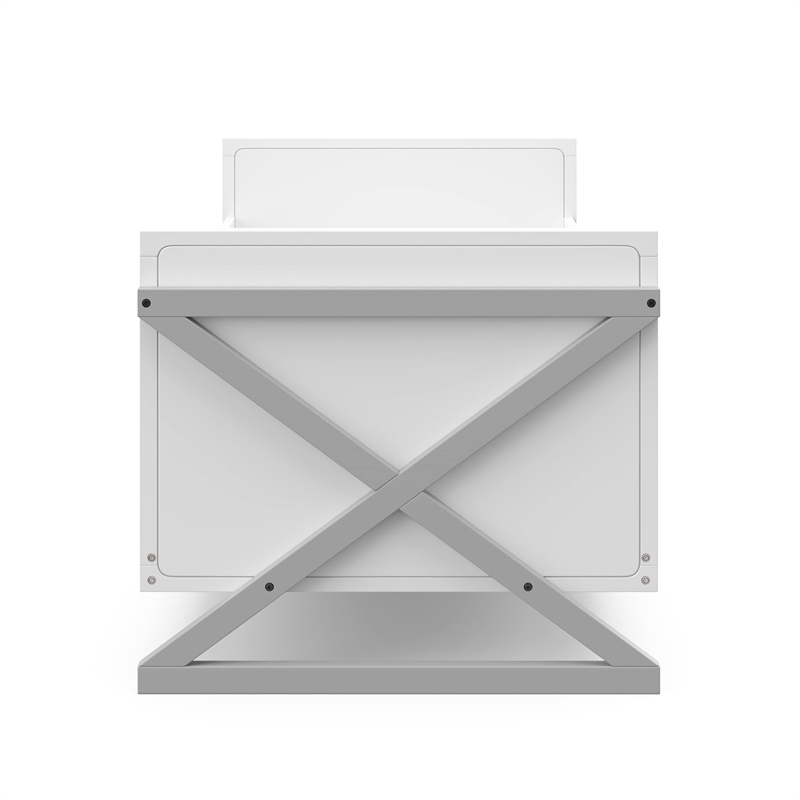 Stork Craft USA Equinox Wood Toddler Bed with Guardrails in White/Gray