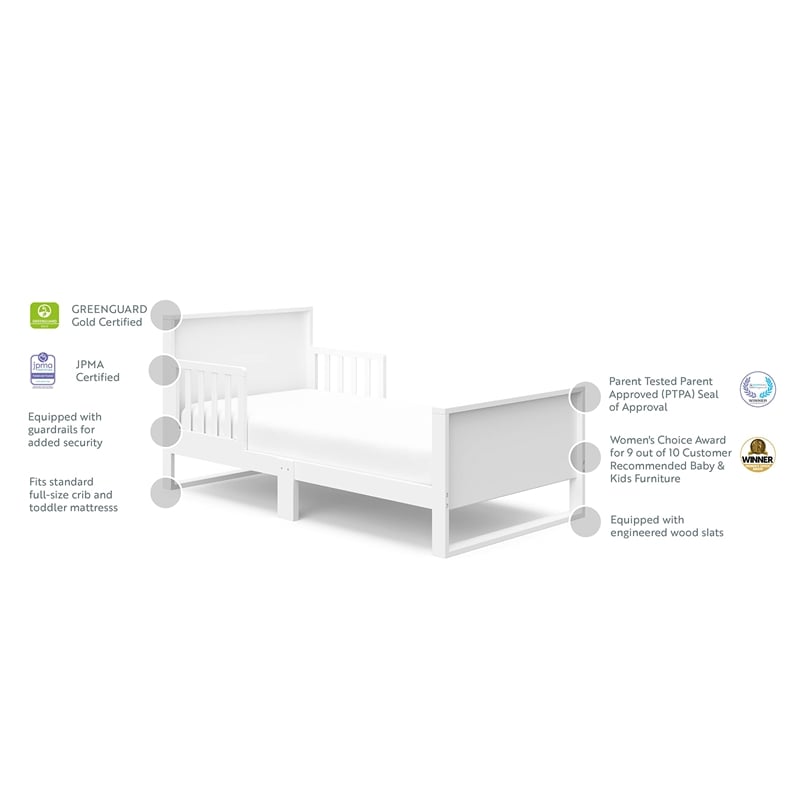 Stork Craft USA Slumber Modern Wood Toddler Bed in White Finish
