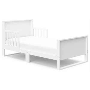 stork craft usa slumber modern wood toddler bed in white finish