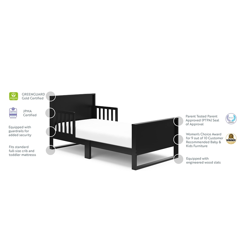 Stork Craft USA Slumber Modern Wood Toddler Bed in Black Finish
