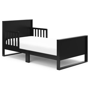 stork craft usa slumber modern wood toddler bed in black finish