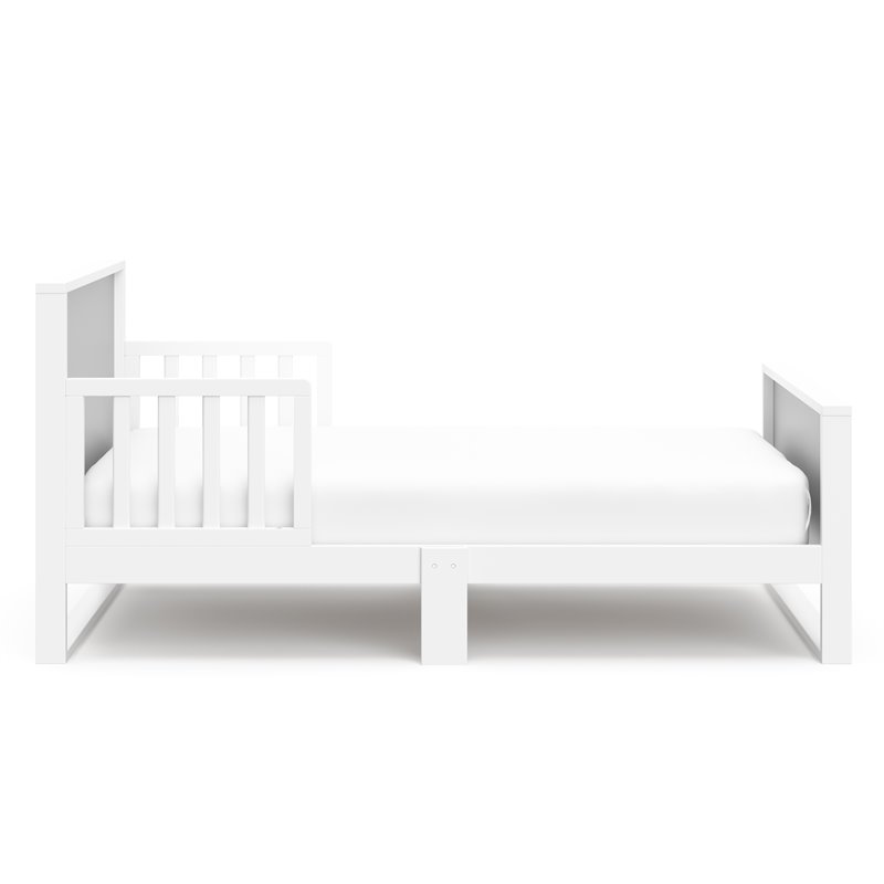 Stork Craft USA Slumber Modern Wood Toddler Bed in Pebble Gray/White