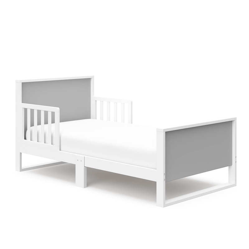 Stork Craft USA Slumber Modern Wood Toddler Bed in Pebble Gray/White