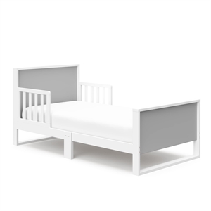 Stork Craft USA Slumber Modern Wood Toddler Bed in Pebble Gray/White
