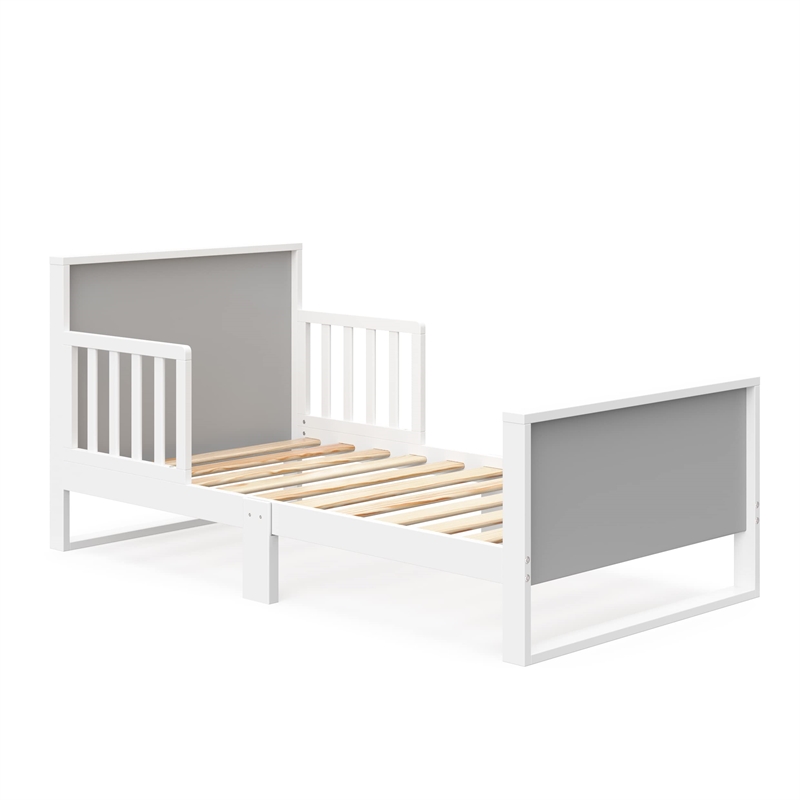 Stork Craft USA Slumber Modern Wood Toddler Bed in Pebble Gray/White