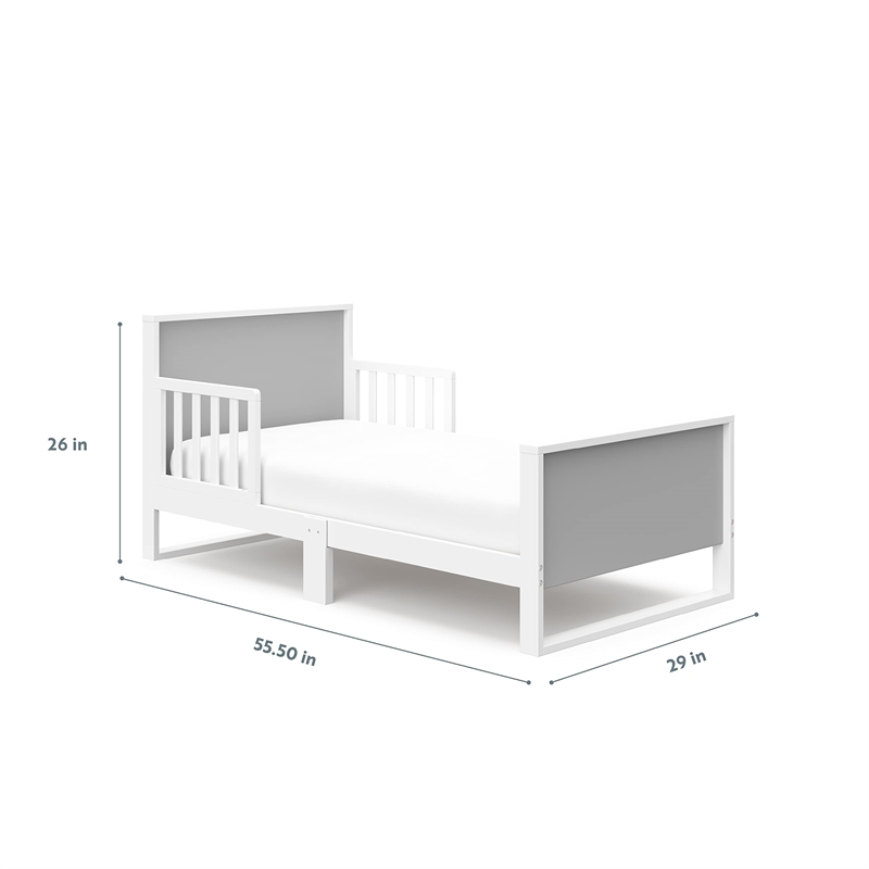 Stork Craft USA Slumber Modern Wood Toddler Bed in Pebble Gray/White