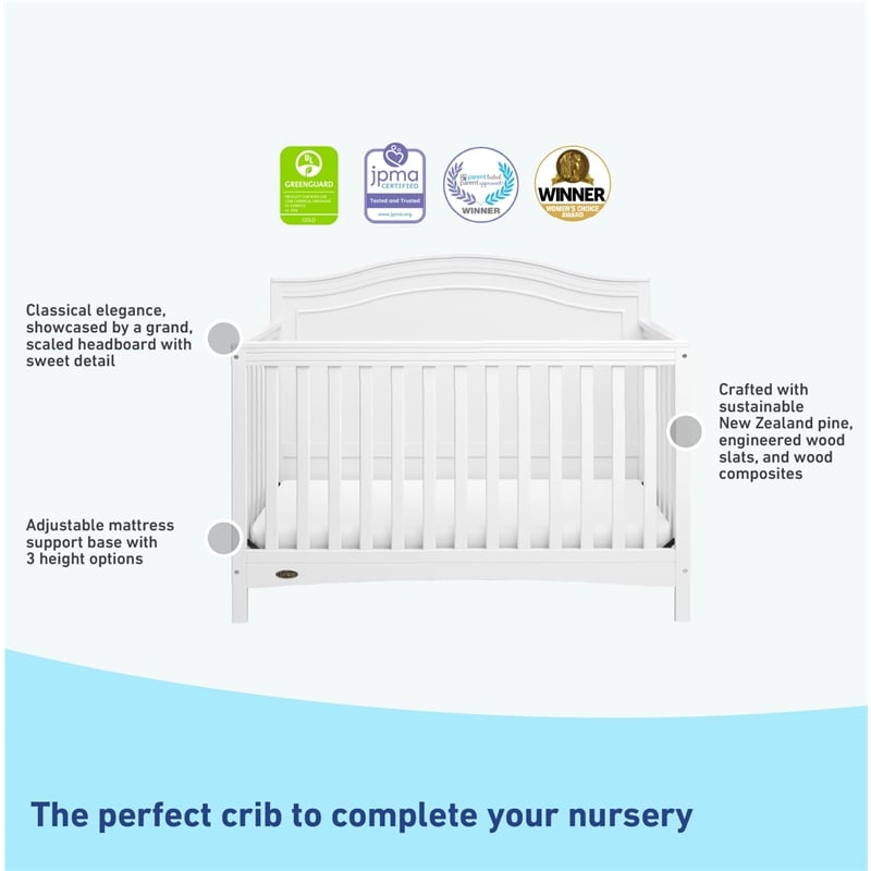 Stork Craft USA Graco Paris Wood 4-in-1 Convertible Crib in White