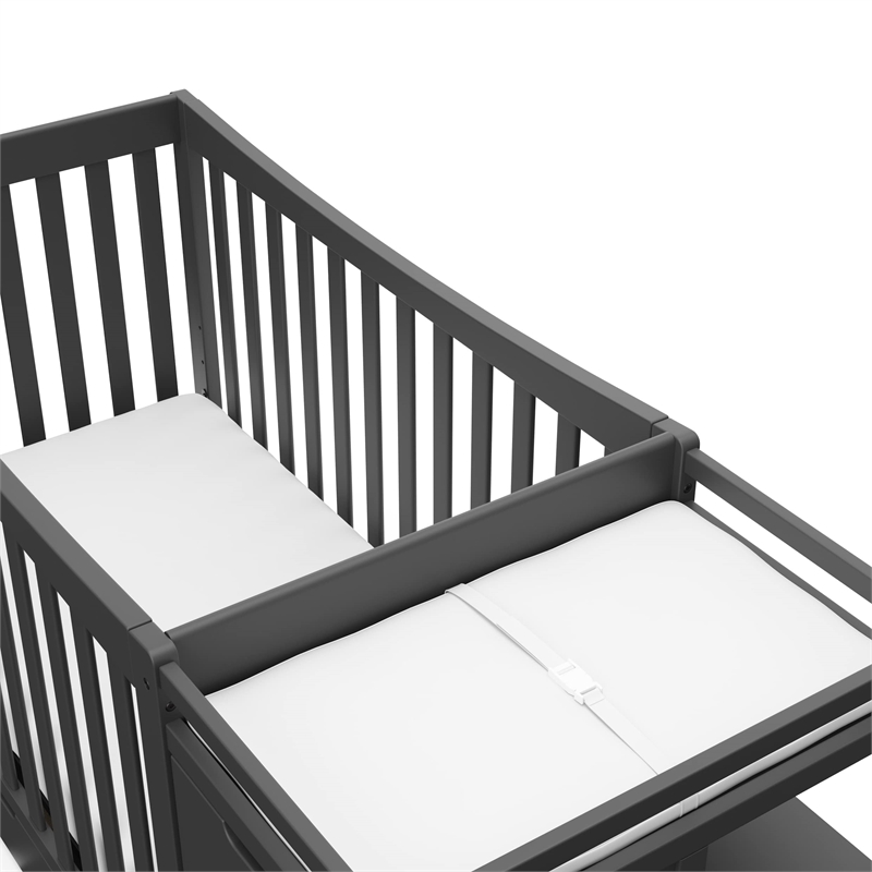 Stork Craft USA Graco Remi Wood 4-in-1 Convertible Crib and Changer in Gray