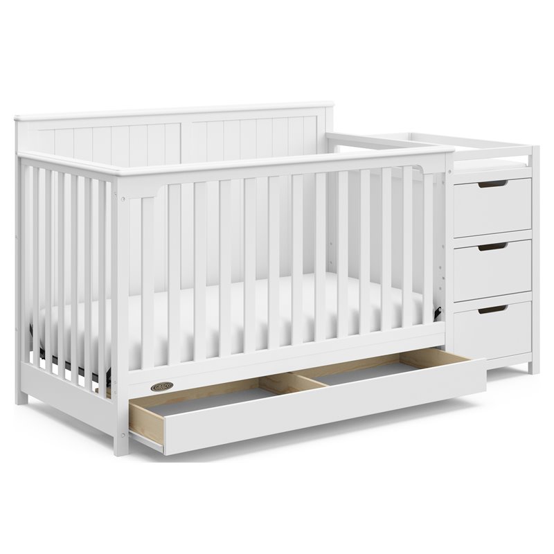 Stork Craft USA Graco Hadley Wood 4-in-1 Convertible Crib & Changer in White