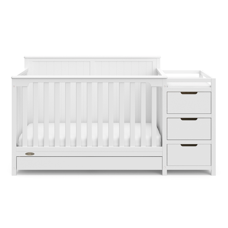 Stork Craft USA Graco Hadley Wood 4-in-1 Convertible Crib & Changer in White