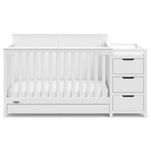 stork craft usa graco hadley wood 4-in-1 convertible crib & changer in white