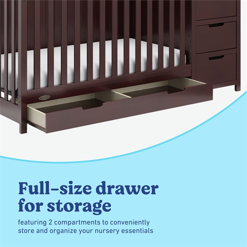 Stork Craft USA Graco Hadley Wood 4-in-1 Convertible Crib & Changer in Espresso