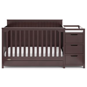 stork craft usa graco hadley wood 4-in-1 convertible crib & changer in espresso