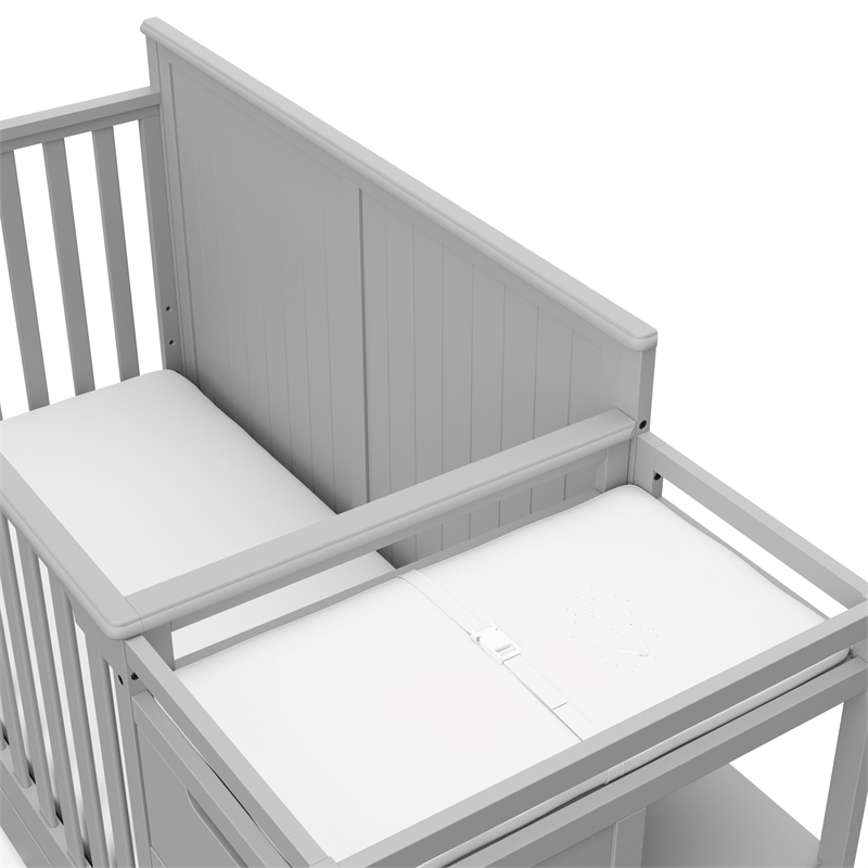 Stork Craft USA Graco Hadley Wood 4-in-1 Convertible Crib & Changer in Gray