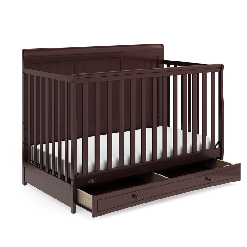 Stork Craft USA Graco Asheville Wood 4-in-1 Convertible Crib in Espresso