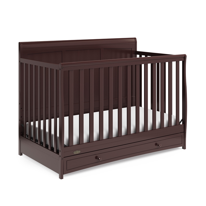Stork Craft USA Graco Asheville Wood 4-in-1 Convertible Crib in Espresso