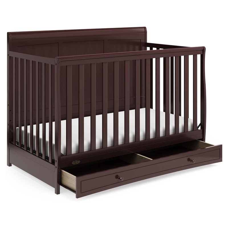 Stork Craft USA Graco Asheville Wood 4-in-1 Convertible Crib in Espresso