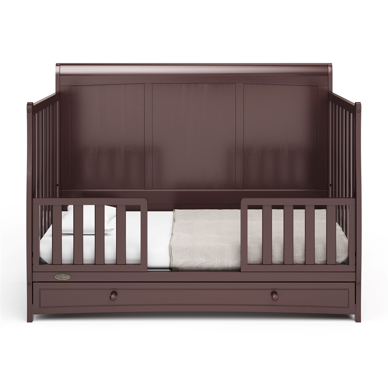Stork Craft USA Graco Asheville Wood 4-in-1 Convertible Crib in Espresso