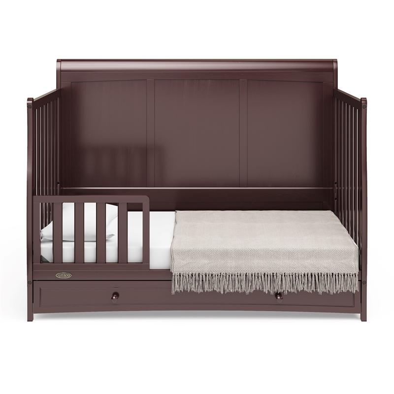 Stork Craft USA Graco Asheville Wood 4-in-1 Convertible Crib in Espresso