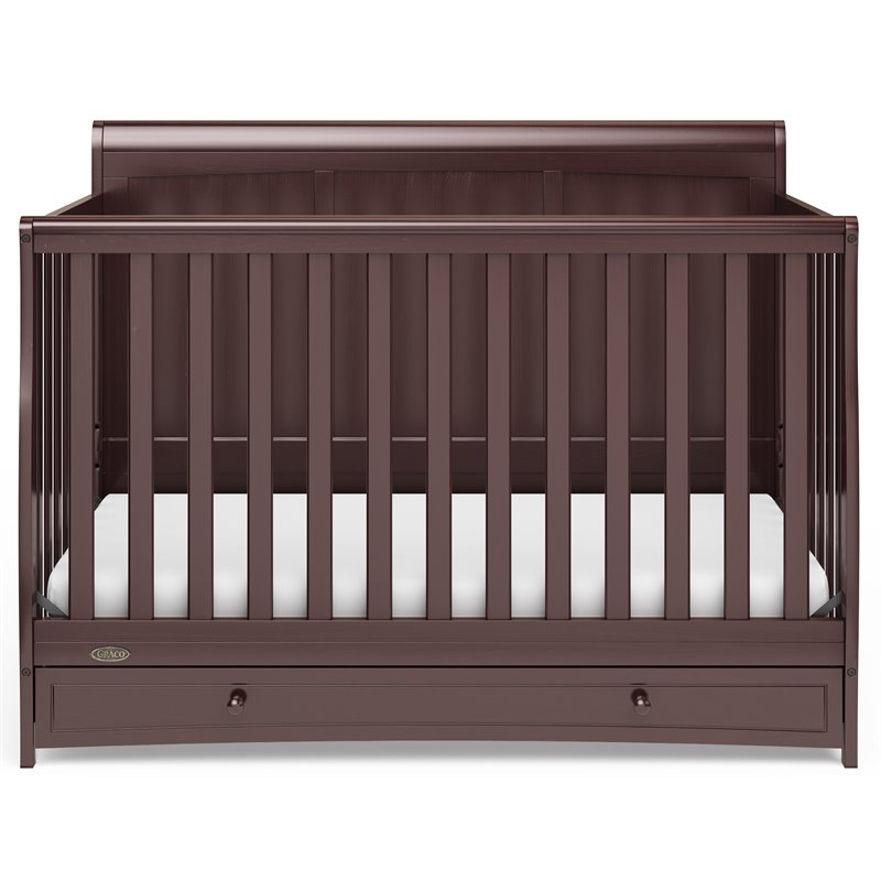 Stork Craft USA Graco Asheville Wood 4-in-1 Convertible Crib in Espresso