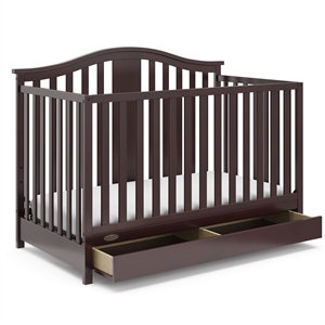 Stork Craft USA Graco Solano Wood 4-in-1 Convertible Crib and Changer in Gray