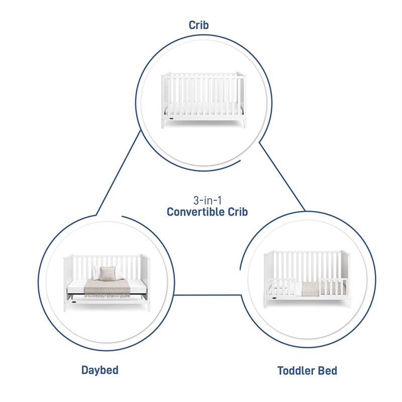 Stork Craft USA Graco Melbourne Wood 3-in-1 Convertible Crib in White
