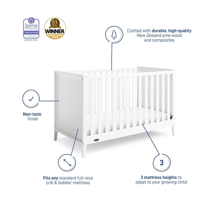 Stork Craft USA Graco Melbourne Wood 3-in-1 Convertible Crib in White