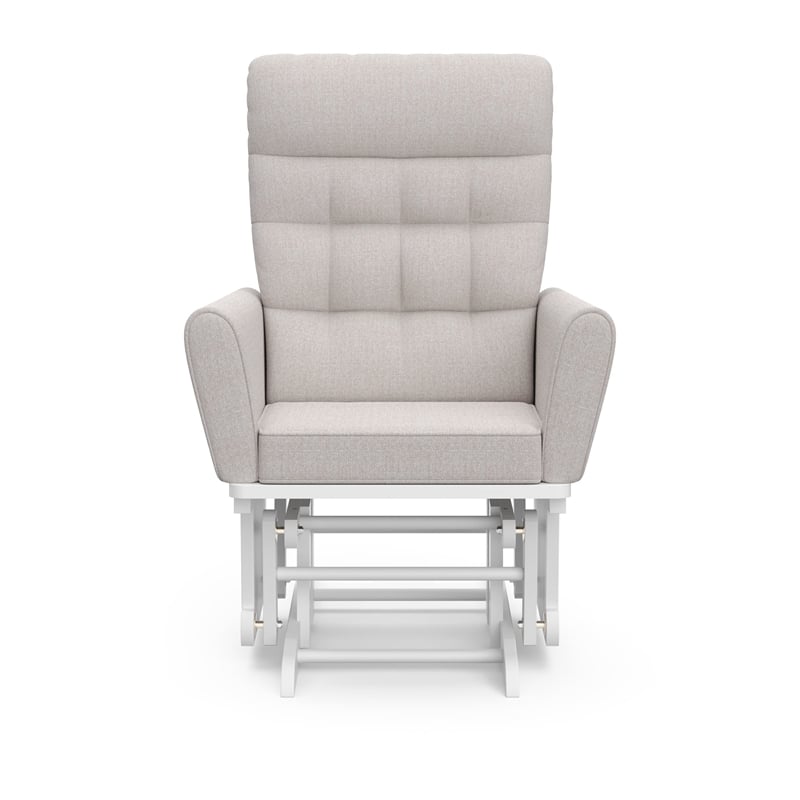 Stork Craft USA Harmony Premium Wood and Fabric Glider and Ottoman in White/Gray