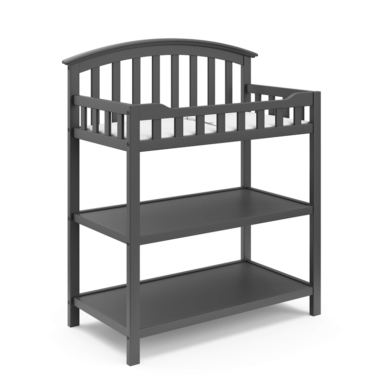 Stork Craft USA Graco 2-shelf Wood Baby Changing Table in Gray