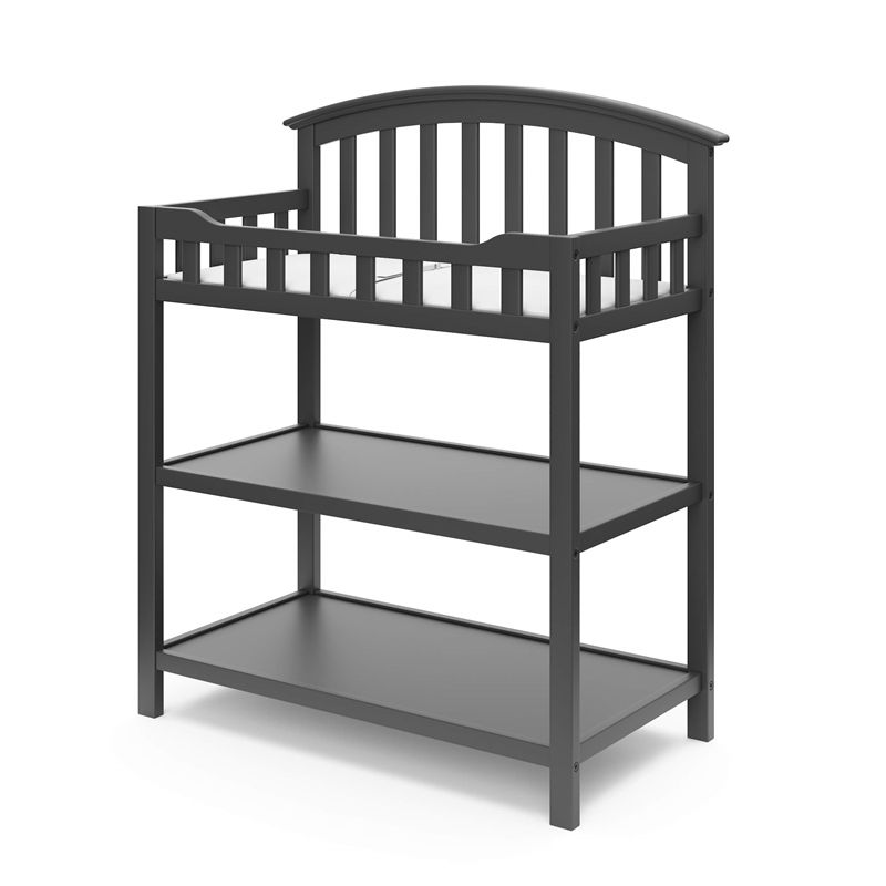 Stork Craft USA Graco 2-shelf Wood Baby Changing Table in Gray