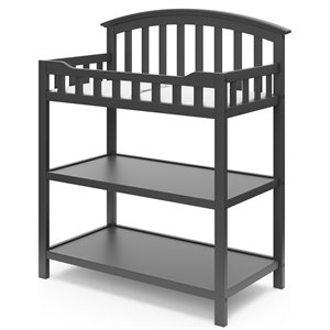 stork craft usa graco 2-shelf wood baby changing table in gray
