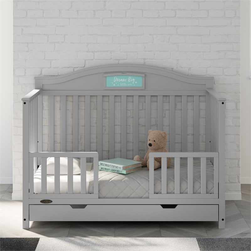 Stork Craft USA Graco Universal Wood Toddler Safety Guardrail in Pebble Gray
