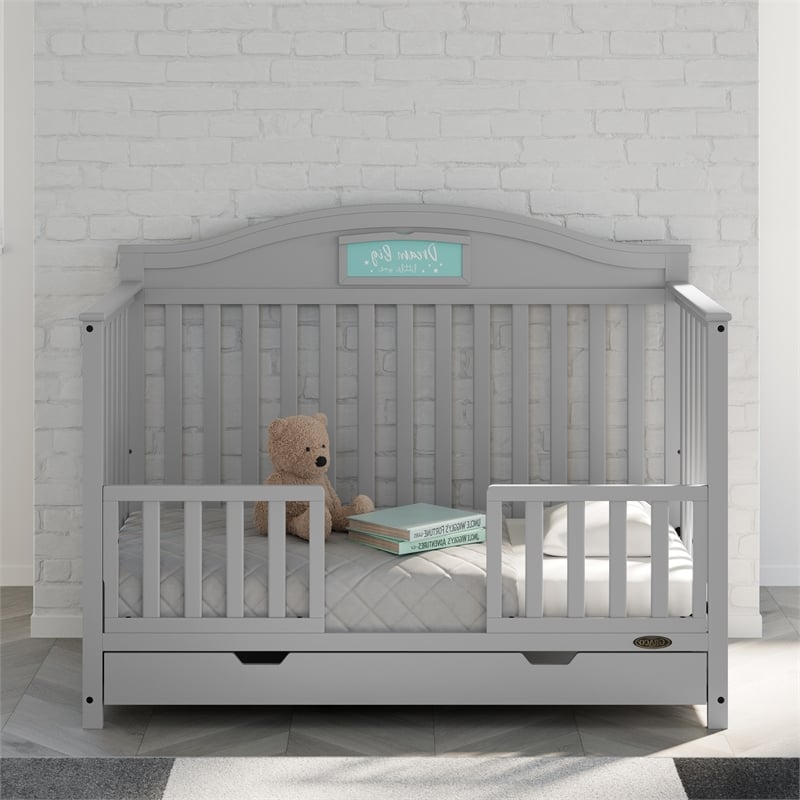 Stork Craft USA Graco Universal Wood Toddler Safety Guardrail in Pebble Gray