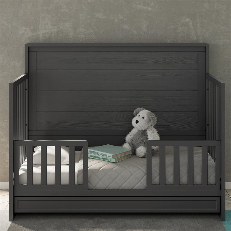 Stork Craft USA Universal Wood Toddler Safety Guardrail in Gray