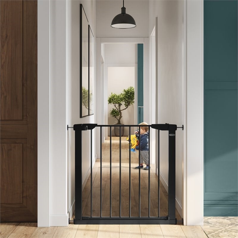 Stork Craft USA Graco Babysteps Premium Metal Walk-Thru Safety Gate in Black