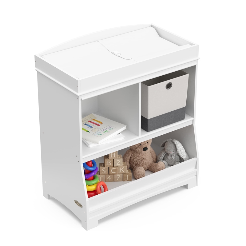 Stork Craft USA Graco Benton Wood Changing Table w/ Storage and Topper in White